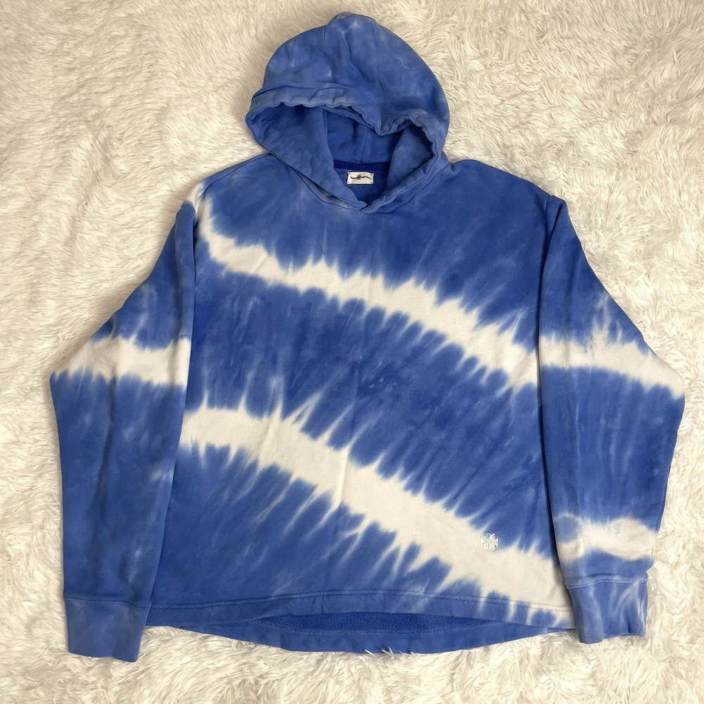 Tory Burch Sport Women Size Small Sweatshirt Hoodie Pullover Top Blue Logo
